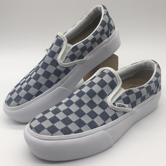 Vans Slip-On Platform Checkerboard Denim - Picture 6 of 8